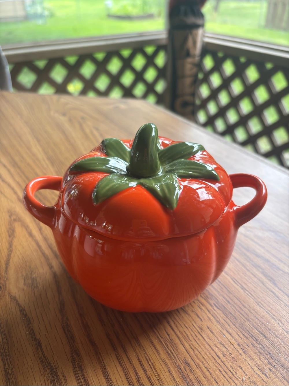 Crofton Ceramic Pumpkin Dish with Green Stem Lid Size 2 Cups